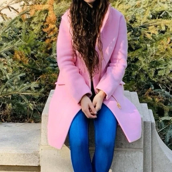 NEW J.Crew Pink Nello Gori Italian Stadium Cloth Wool Cocoon Coat Size 00 - Picture 5 of 9